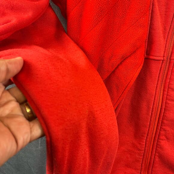 Women's Small Heavyweight Burton Fleece Performance Hood Jacket Red Full Zip Y2K - Picture 15 of 16